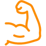 Icon eines Bizep, das Stärke und Erfolg symbolisiert